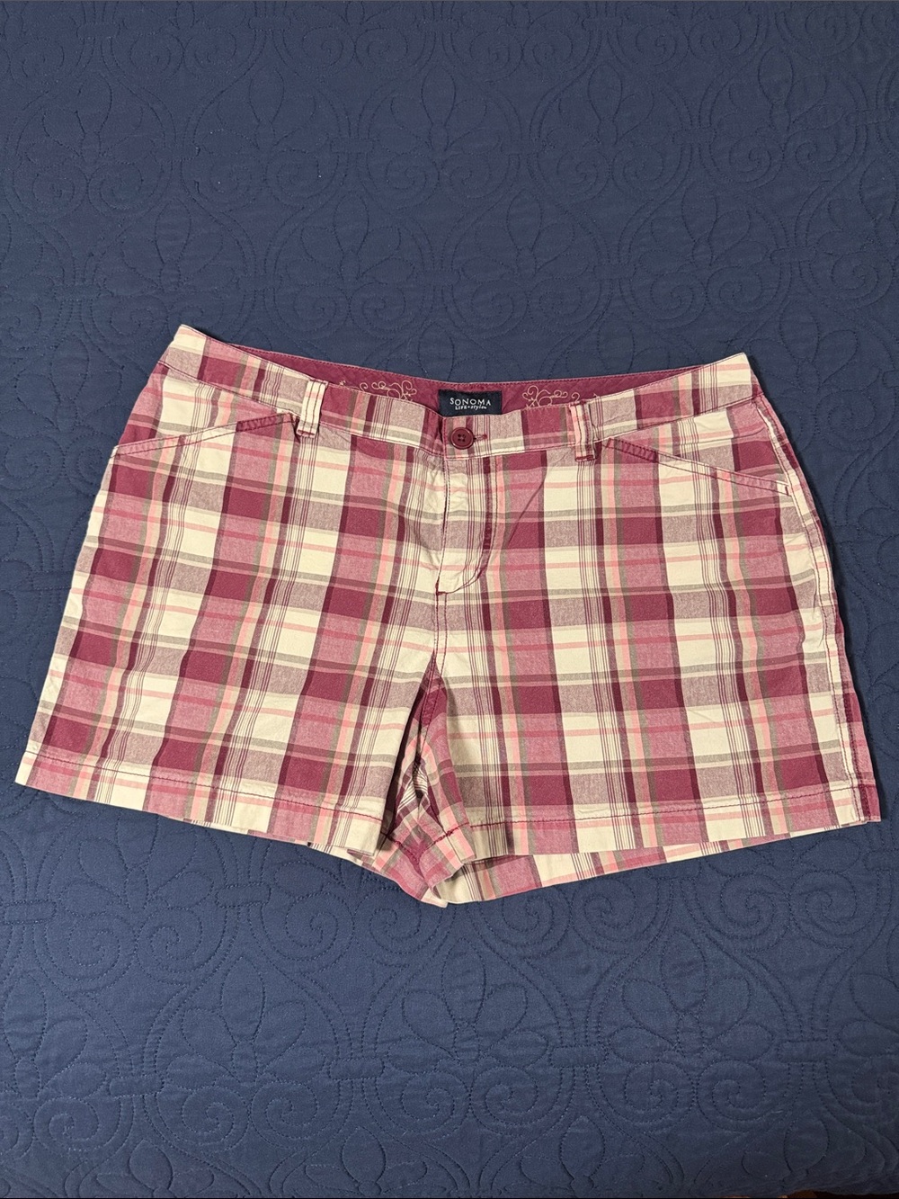 Sonoma Pink and Cream Plaid Women's Shorts